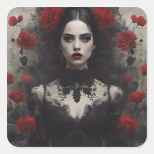 Gothic Bride Quadratischer Aufkleber