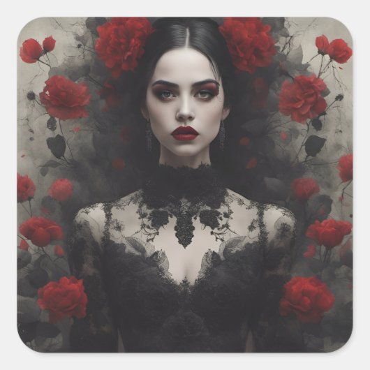 Gothic Bride Quadratischer Aufkleber (Vorderseite)