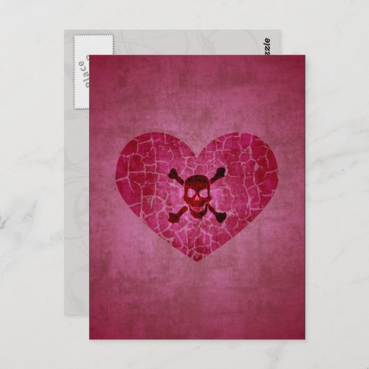 Gothic Broken Heart Skull Postcard Postkarte (Vorne/Hinten)