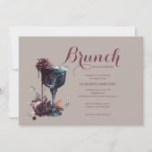Gothic Brunch Blumenkelch Brautparty Einladung (Vorderseite)