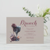 Gothic Brunch Flower Goblet Bridal Shower Einladung (Stehend Vorderseite)