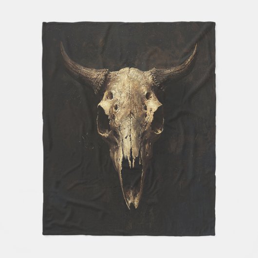 Gothic Bull Skull Decoupage Fleecedecke (Vorderseite)
