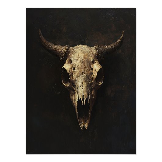 Gothic Bull Skull Decoupage Poster (Vorderseite)