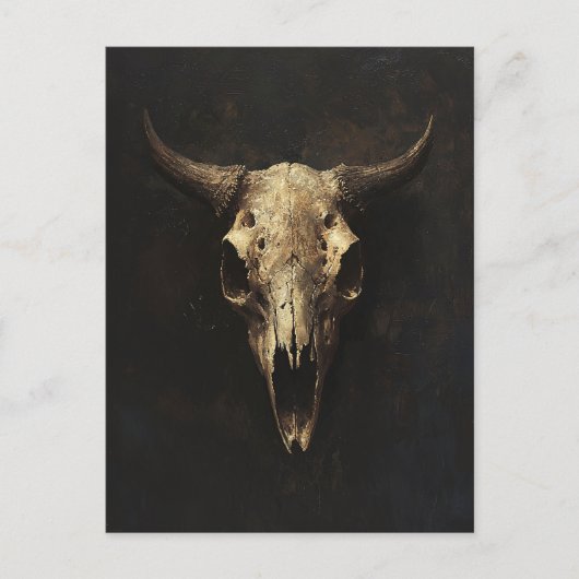 Gothic Bull Skull Decoupage Postkarte (Vorderseite)