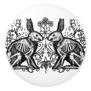 Gothic Bunny Kaninchen Anatomie Keramik Knopf Keramikknauf