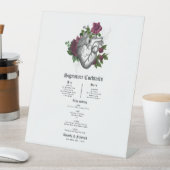 Gothic Burgund Blumenherz Hochzeitscocktail Menü Sockelschild (In Situ)