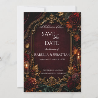 Gothic | Burgund & Gold  Save The Date