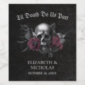 Gothic Burgundy Blumenschmuck Halloween Hochzeit Weinetikett (Einzelnes Label)