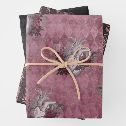Gothic Burgundy Lace Wrapping Paper Sheets Geschenkpapier Set (Beispiel)