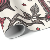 Gothic Butterfly Blumenmuster (1) Geschenkpapier (Rolleneckpunkt)