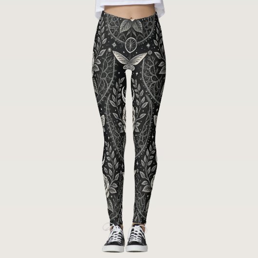 Gothic Butterfly Blumenmuster (1) Leggings (Vorderseite)