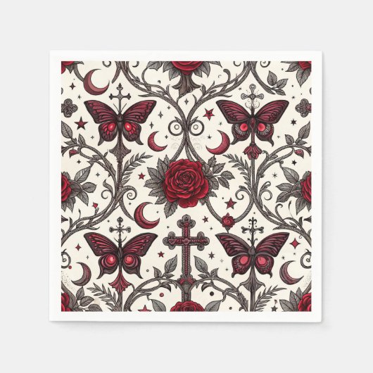 Gothic Butterfly Blumenmuster (1) Serviette (Vorderseite)