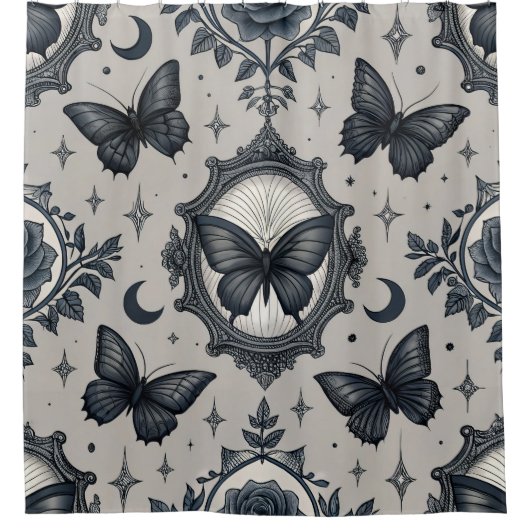 Gothic Butterfly Blumenmuster (2) Duschvorhang (Vorderseite)