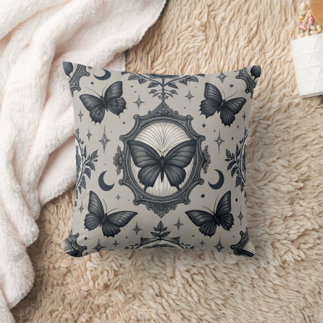 Gothic Butterfly Blumenmuster (2) Kissen (Decke)