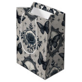 Gothic Butterfly Blumenmuster (2) Mittlere Geschenktüte (Rückseite Schrägansicht)