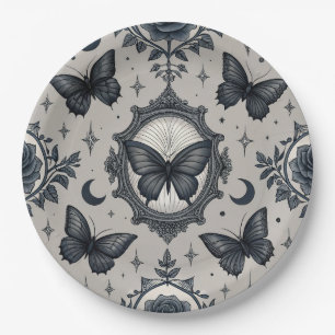 Gothic Butterfly Blumenmuster (2) Pappteller