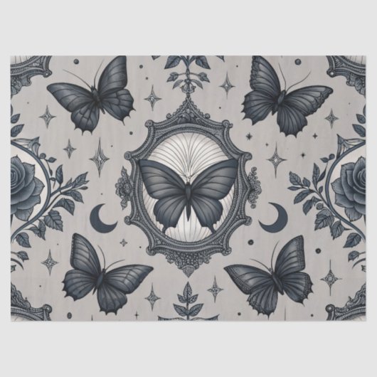 Gothic Butterfly Blumenmuster (2) Seidenpapier (Vorderseite)