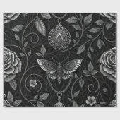 Gothic Butterfly Blumenmuster (3) Geschenkpapier (Flach)