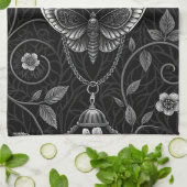 Gothic Butterfly Blumenmuster (3) Geschirrtuch (Gefaltet)