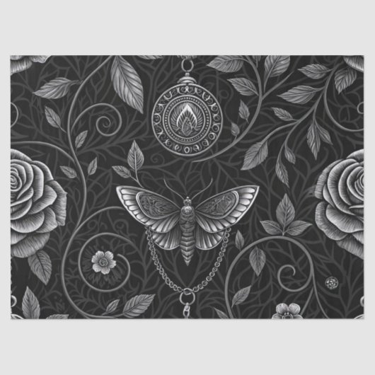 Gothic Butterfly Blumenmuster (3) Seidenpapier (Vorderseite)