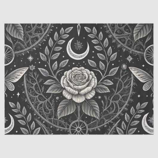 Gothic Butterfly Blumenmuster (4) Seidenpapier (Vorderseite)