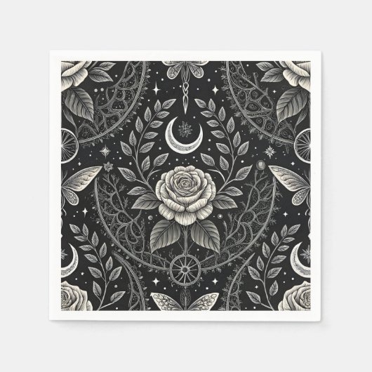 Gothic Butterfly Blumenmuster (4) Serviette (Vorderseite)