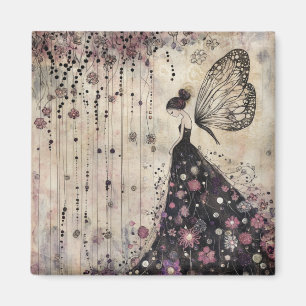 Gothic Butterfly Fairy im schwarzen Garten Magnet