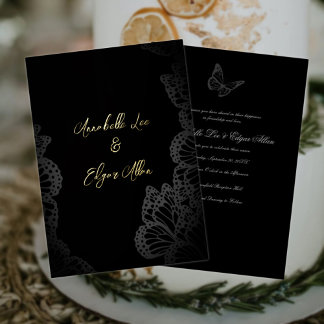 Gothic Butterfly Foil Wedding Einladung