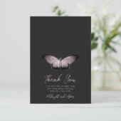 Gothic Butterfly Foto Wedding Dankeskarte (Stehend Vorderseite)
