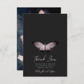 Gothic Butterfly Foto Wedding Dankeskarte (Vorne/Hinten)