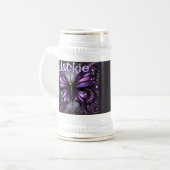 Gothic Butterfly Lila Black Personalisiert Bierglas (Vorderseite Links)