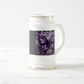 Gothic Butterfly Lila Black Personalisiert Bierglas (VorderseiteRechts)