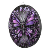 Gothic Butterfly Lila Black Personalisiert Dartscheibe (Vorderseite rechts)
