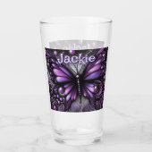 Gothic Butterfly Lila Black Personalisiert Glas (Rückseite)