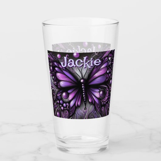 Gothic Butterfly Lila Black Personalisiert Glas (Vorderseite)