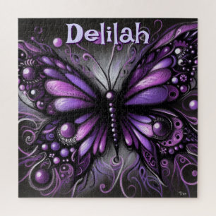 Gothic Butterfly Lila Black Personalisiert Puzzle