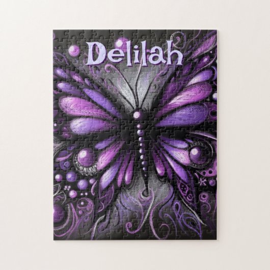 Gothic Butterfly Lila Black Personalisiert Puzzle (Vertikal)