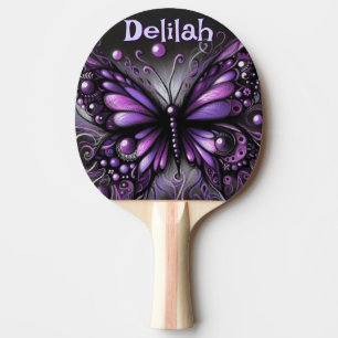 Gothic Butterfly Lila Black Personalisiert Tischtennis Schläger