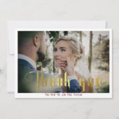 Gothic Calligraphy Monogram Elegant Wedding Foto Dankeskarte (Vorderseite)