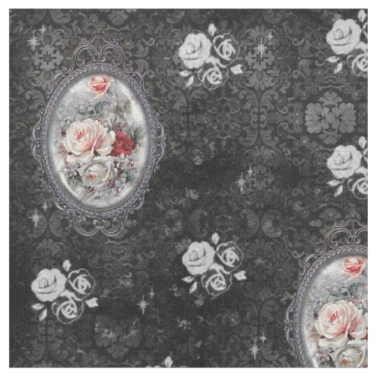 Gothic Cameo Rose Viktorianisch Style Fabric Stoff (Nahaufnahme)