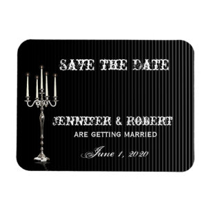 Gothic Candelabra auf Black Silver Save the Date Magnet