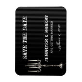 Gothic Candelabra auf Black Silver Save the Date Magnet (Vertikal)