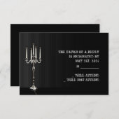 Gothic Candelabra auf Black Silver Stripe Response RSVP Karte (Vorne/Hinten)
