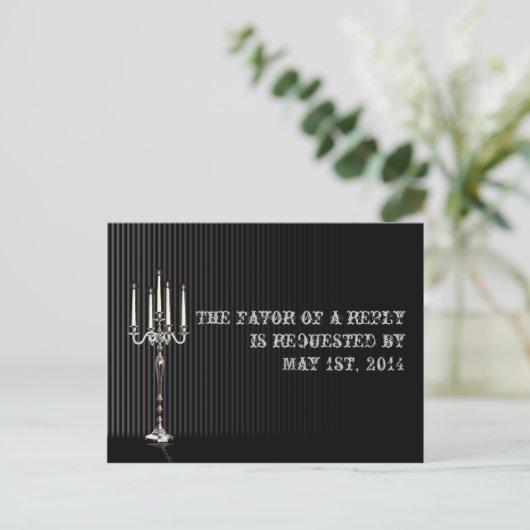 Gothic Candelabra auf Black Silver UAWG Postcard Einladungspostkarte (Stehend Vorderseite)
