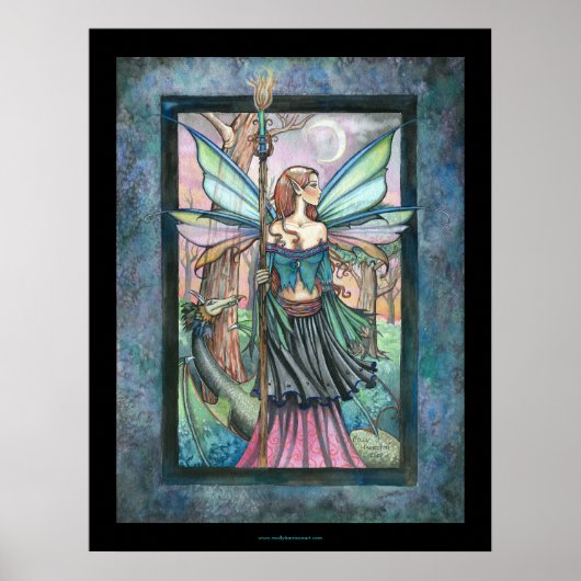 Gothic Candle Fairy and Dragon von Molly Harrison Poster (Vorne)