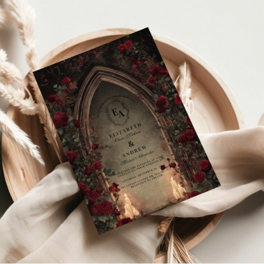 Gothic Candlelight Rose Wedding Einladung