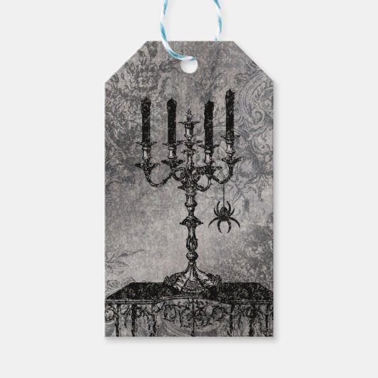 Gothic Candlestick mit Spider, Halloween Geschenkanhänger (Vorderseite)