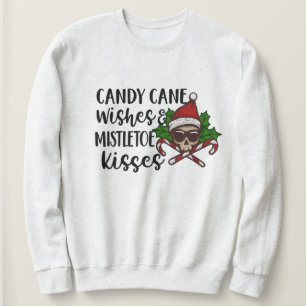 Gothic Candy Cane Mistletoe Kiss Weihnachten Sweatshirt