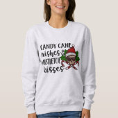 Gothic Candy Cane Mistletoe Kiss Weihnachten Sweatshirt (Vorderseite)