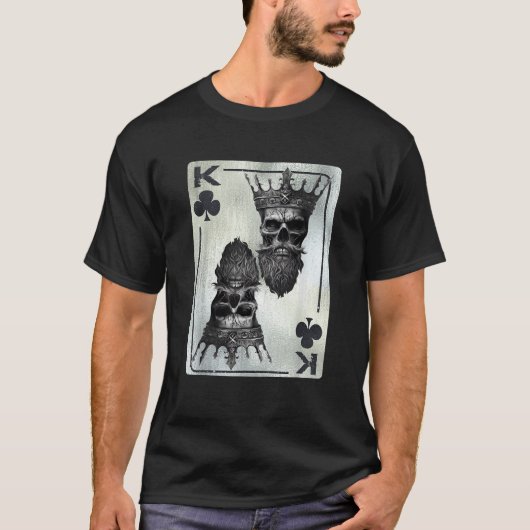 Gothic Card Game Clubs King Creepy Shirt Bone Skul (Vorderseite)